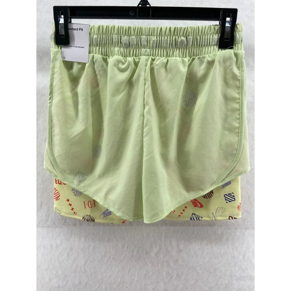 NWT Nike Shorts Girls Large Dri-FIT Tempo 2-in-1 Mongram Running Lime Ice $32.00